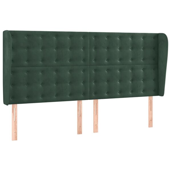 vidaXL Tête de lit avec oreilles Vert foncé 183x23x118/128 cm Velours