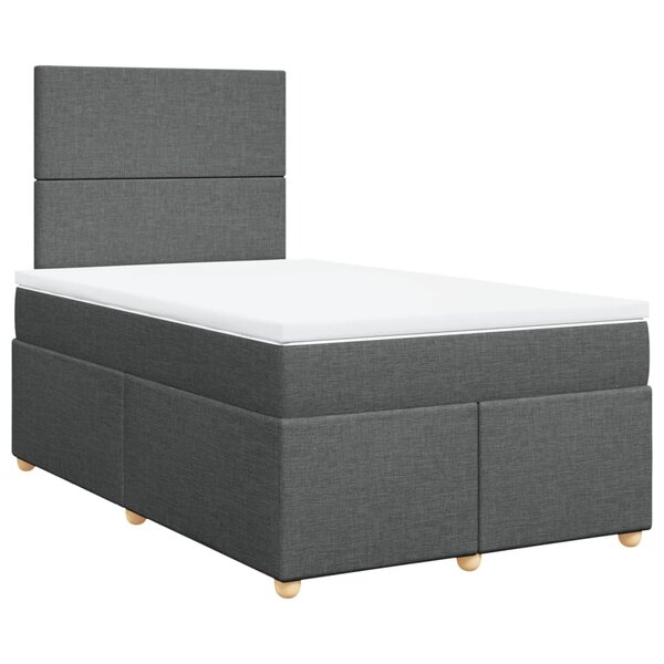 vidaXL Sommier à lattes de lit avec matelas Gris foncé 120x200cm Tissu