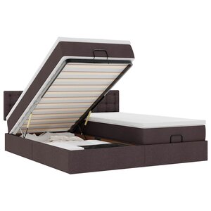 VidaXL Cadre de lit ottoman avec matelas marron foncé 180x200 cm tissu