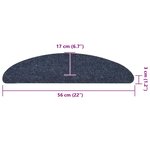 vidaXL Tapis d'escalier autocollants 10 pièces 56 x 17 x 3 cm Bleu Demi-rond