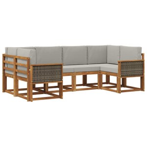 vidaXL Ensemble de canapés d'extérieur 6 pc Naturel et gris clair