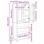 vidaXL Haut Armoire Chêne artisanal 69 5 x 34 x 180 cm