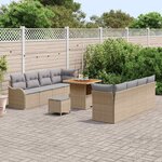 vidaXL Ensemble de canapé de jardin 11 Pièces Beige polyrotin