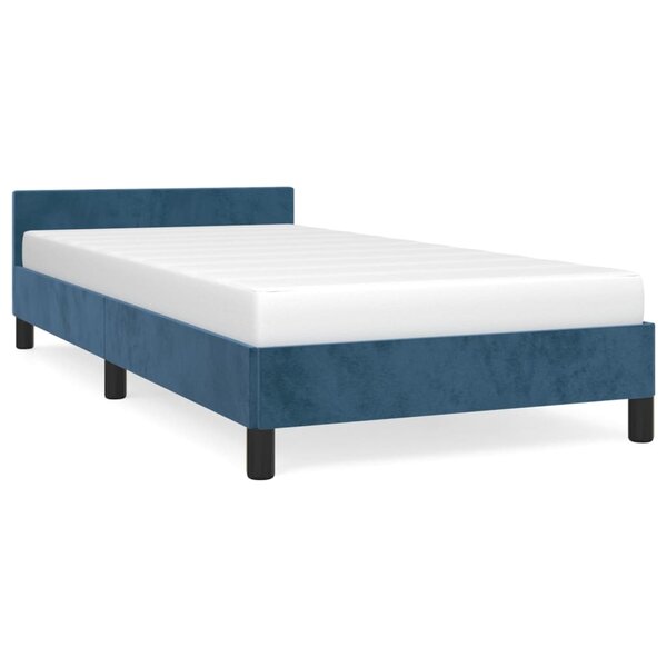 vidaXL Cadre de lit avec tête de lit Bleu foncé 90x200 cm Velours
