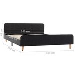 vidaXL Cadre de lit Gris foncé Jute 160 x 200 cm