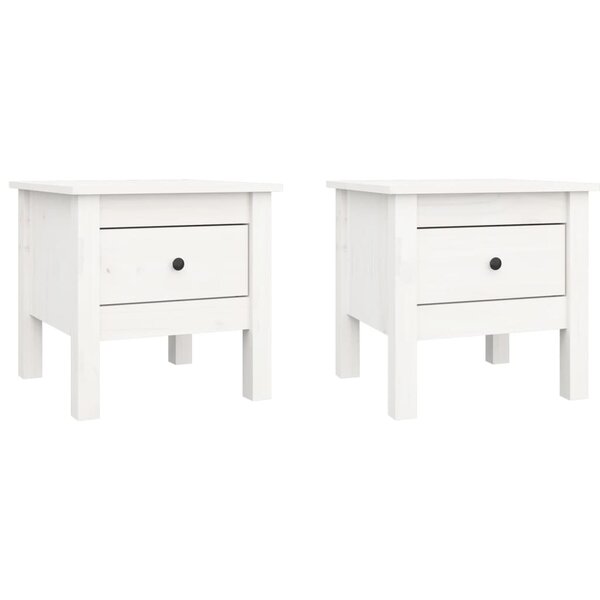 vidaXL Tables d'appoint 2 Pièces Blanc 40x40x39 cm Bois massif de pin