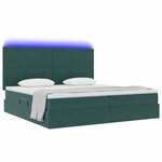 vidaXL Lit de rangement LED avec matelas Vert foncé 200 x 200 cm
