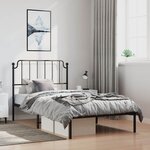 vidaXL Cadre de lit métal sans matelas avec tête de lit noir 100x190cm