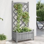 vidaXL Jardinière avec treillis gris bois massif de sapin