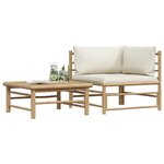 vidaXL Salon de jardin 2 Pièces avec coussins blanc crème Bambou