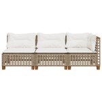 vidaXL Canapé de jardin avec coussins 3 places beige résine tressée