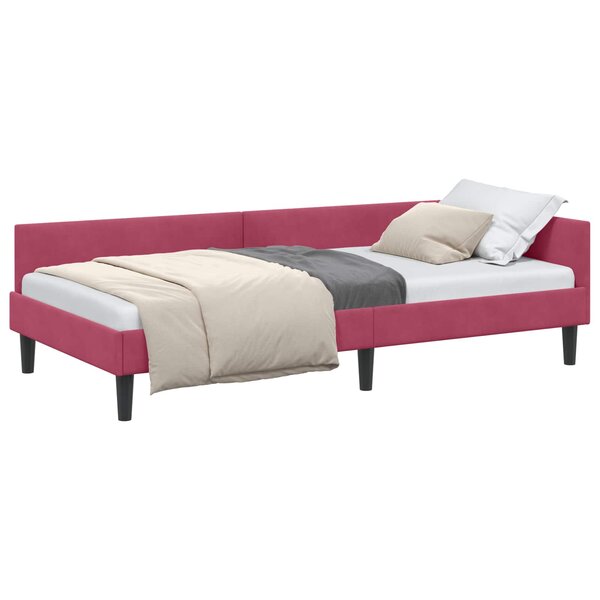 vidaXL Cadre de lit d'angle Bordeaux 90 x 190 cm Velours