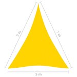 vidaXL Voile de parasol Tissu Oxford triangulaire 5x7x7 m Jaune