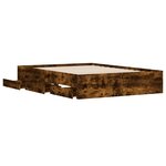 vidaXL Cadre de lit et tiroirs chêne fumé 120x190 cm bois d'ingénierie
