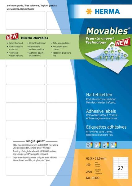 Etiquettes universelles special, 88,9 x 33,8 mm, blanc herma