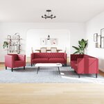 vidaXL Ensemble de canapés Chesterfield 3Pièces rouge bordeaux similicuir