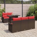 vidaXL Ensemble de canapé de jardin 6 Pièces Marron polyrotin