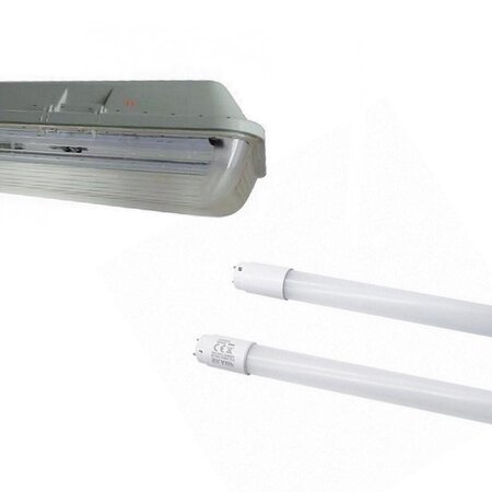 Kit de réglette led étanche double pour tubes t8 120cm ip65 (2 tubes néon  lumineuse led 120cm t8 20w inclus) - blanc froid 6000k - - La Poste