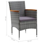 vidaXL Mobilier à dîner de jardin et coussins 7Pièces Résine tressée Gris