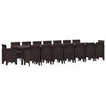 vidaXL Ensemble Salle à Manger Jardin avec Coussins 17 Pièces Marron