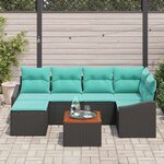 vidaXL Ensemble de canapé de jardin avec coussin 7 Pièces Noir polyrotin