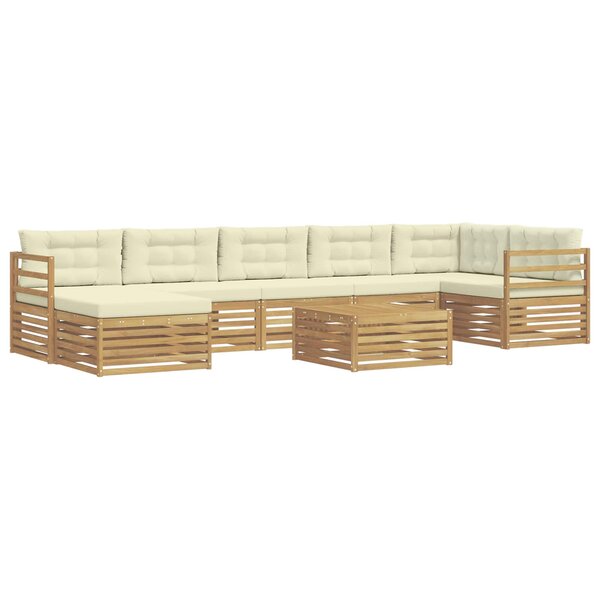 vidaXL Ensemble de canapés d'extérieur 8 Pièces Blanc et crème Polyester