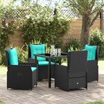 vidaXL Ensemble de 5 pièces de mobilier de jardin - Rattan Poly Noir