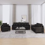 vidaXL Ensemble de canapés 3 Pièces avec coussins noir tissu