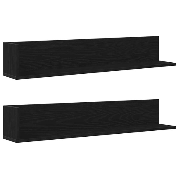 vidaXL Étagères murales 2 Pièces noir 100x16 5x16 5 cm bois d'ingénierie