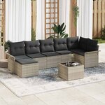 vidaXL Ensemble de canapé de jardin 8 Pièces Gris clair Poly rotin