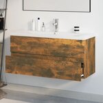 vidaXL Meuble lavabo avec bassin intégré Chêne fumé Bois d'ingénierie