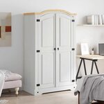 vidaXL Garde-robe avec 2 portes Gamme Corona pin mexicain Blanc