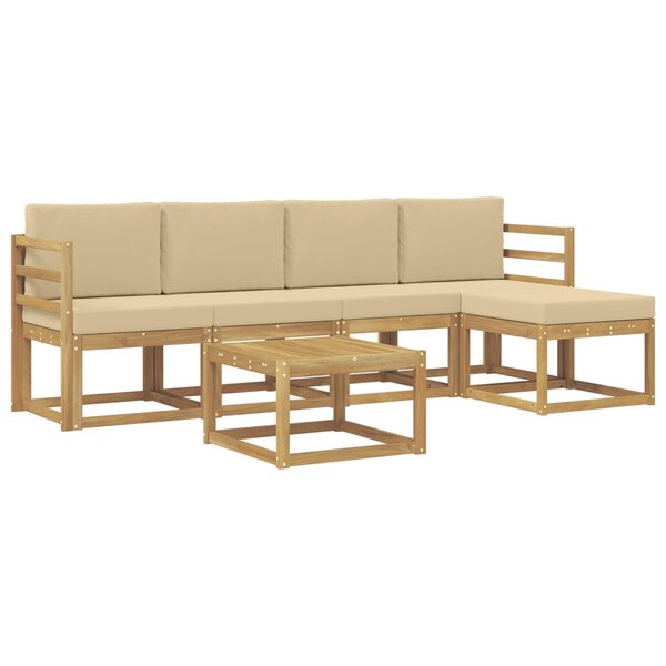 vidaXL Ensemble de canapés d'extérieur 6 pc Blanc et Beige