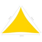 vidaXL Voile de parasol Tissu Oxford triangulaire 3 6x3 6x3 6 m Jaune