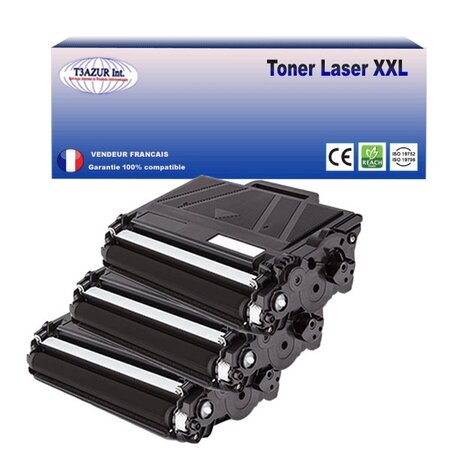 3 Toners compatibles  avec Brother TN3480 pour Brother HL-L5200DW  HL-L5200DWT  HL-L6250DN  HL-L6300DW- 8 000 pages - T3AZUR