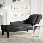 vidaXL Fauteuil long avec coussin et accoudoir droit noir velours