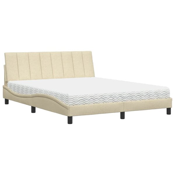 vidaXL Lit avec matelas crème 160x200 cm tissu