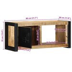 vidaXL Meuble TV 80x30x35 cm bois massif de manguier brut