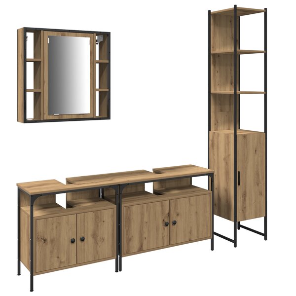 vidaXL Ensemble de meubles de salle de bain 4 pièces en chêne naturel