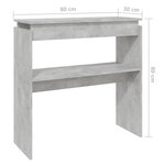 vidaXL Table console Gris béton 80x30x80 cm Aggloméré