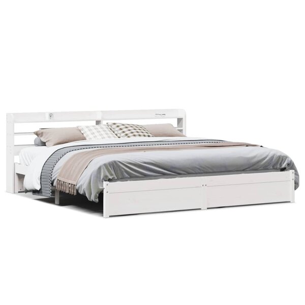 vidaXL Cadre de lit avec tête de lit sans matelas blanc 200x200 cm