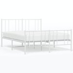 vidaXL Cadre de lit métal sans matelas et pied de lit blanc 140x200 cm