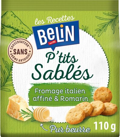 Belin Biscuits apéritifs Ptit's sablés fromage Affiné Italien & romarin
