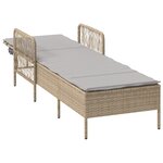 vidaXL Chaise longue Beige et gris clair Rattan PE 157 x 55 x 92 cm
