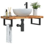 vidaXL Étagère de vasque murale acier et bois massif d'acacia