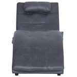 vidaXL Chaise longue de massage avec oreiller Gris Similicuir daim