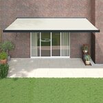 vidaXL Auvent rétractable crème 5x3 m tissu et aluminium