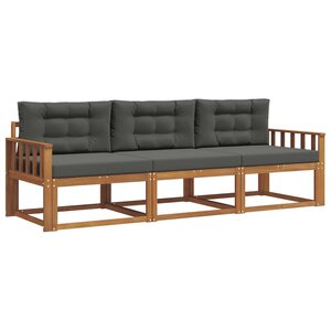 vidaXL Ensemble de canapés d'extérieur 3 Pièces Naturel et Anthracite