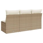 vidaXL Canapé de jardin avec coussins 3 places beige résine tressée