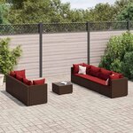 vidaXL Salon de jardin avec coussins 8 Pièces marron résine tressée
